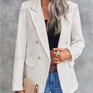 White tweed blazer